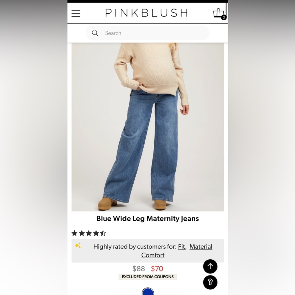 PINKBLUSH Wide Leg Maternity Jeans- Size 29